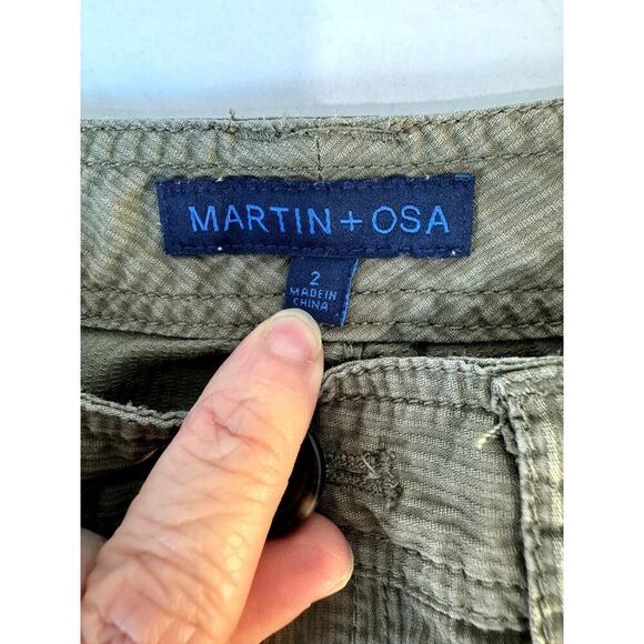 2010 Martin & Osa Cargo Shorts Army Olive Grunge boho Pockets Cotton - Size 2 - Picture 9 of 9